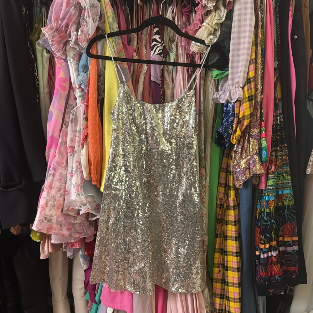 Urban outfitters sparkly silver sequin dress